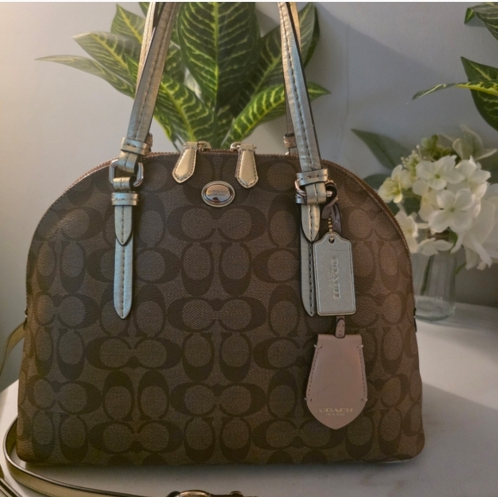 Coach Brown and Cream Signature Shoulder Bag - Picture 2 of 7